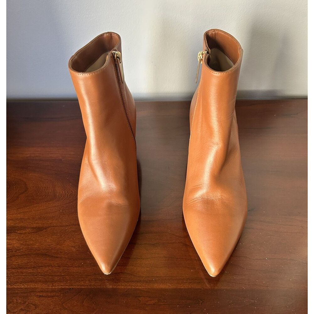 L'Agence luggage brown side zipper leather ankle boots pointed toe size EU 37.5